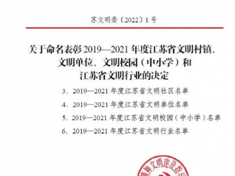 喜报！征途国际电气连续6年蝉联“江苏省文明单位”荣誉称号